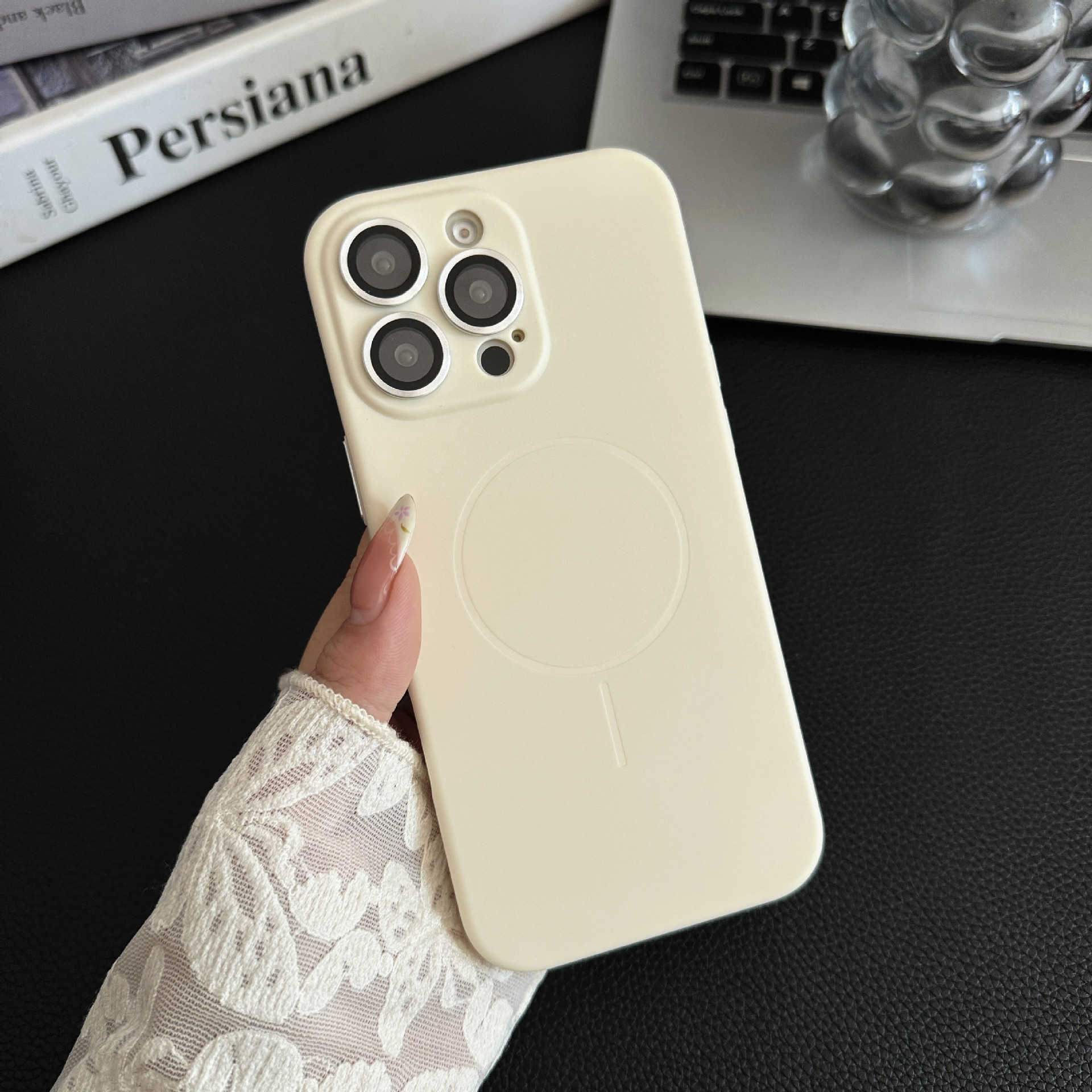 Solid Color Liquid Silicone Magnetic Phone Case - Image 11