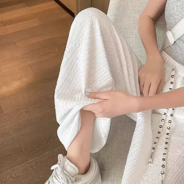 Casual New Straight leg Draped Women's Loose Korean style Floor length Pants White - Shop at LoveMi
