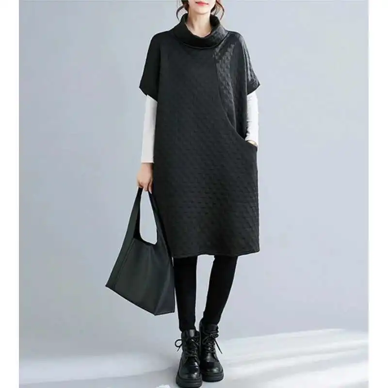 Womens Long-Sleeve Vest Dress Coat - Black