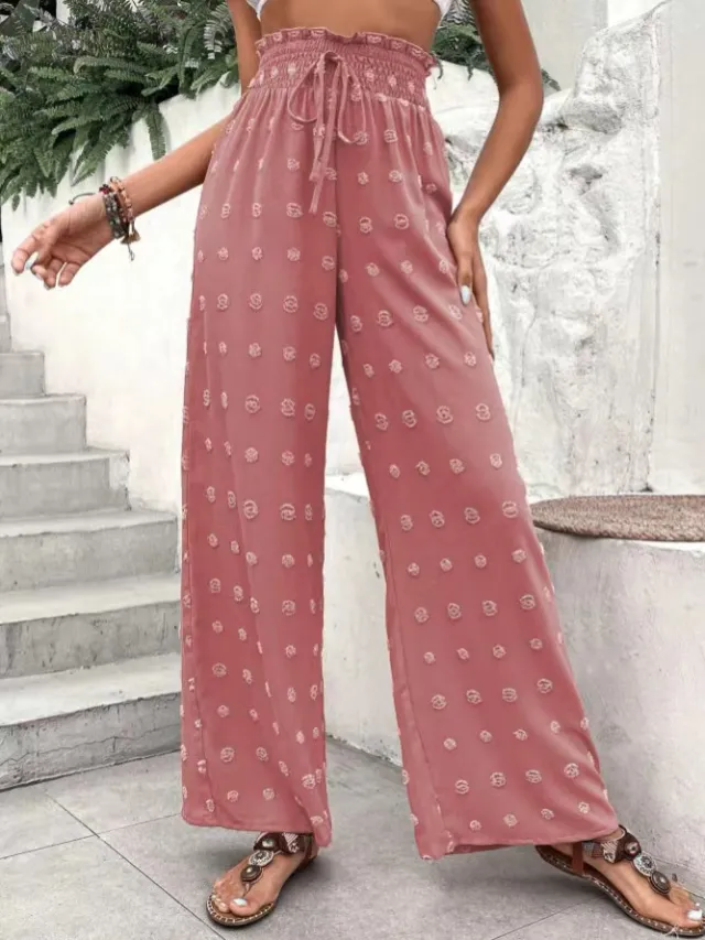 New Casual Micro elastic Loose Wide leg Pants For Women Pink - Shop at LoveMi