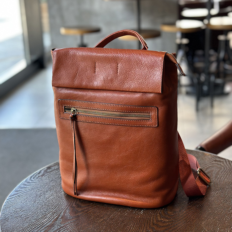 Sac à dos en cuir véritable de grande capacité pour femme – Image 2