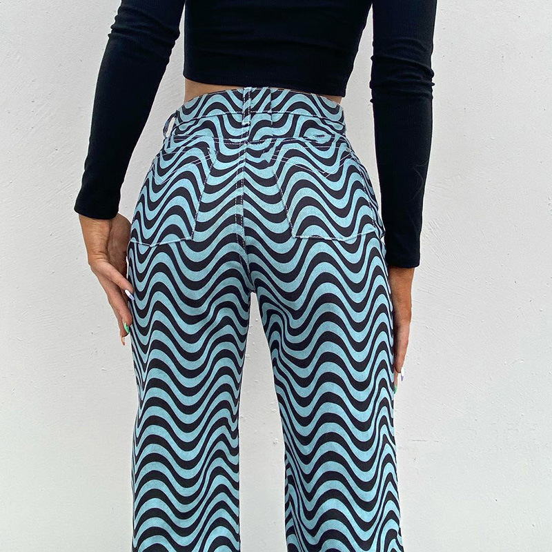 Title 5, Damen Casual Wide Leg Hose mit gewelltem gerade...