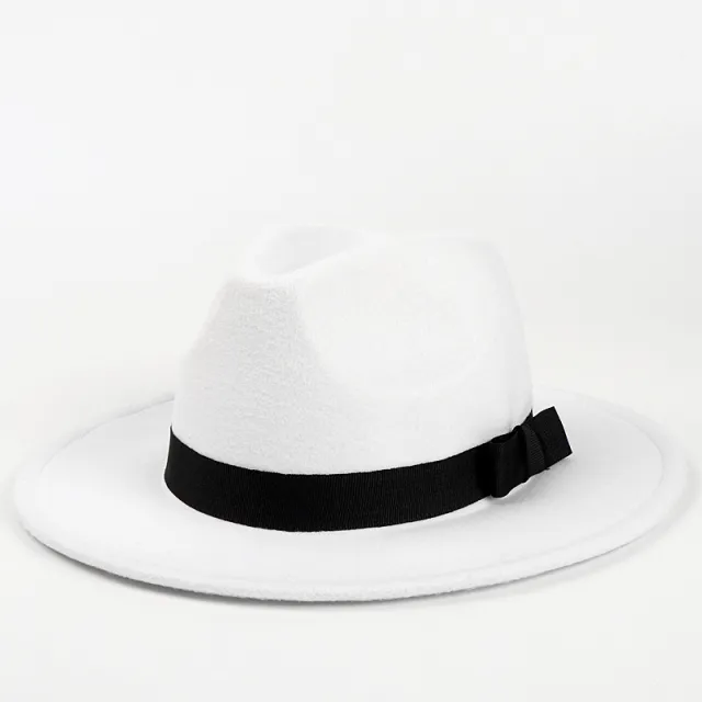 Woolen Fedora Hat Men's And Women's Big Brim Top Hat Felt Hat White - Shop at LoveMi