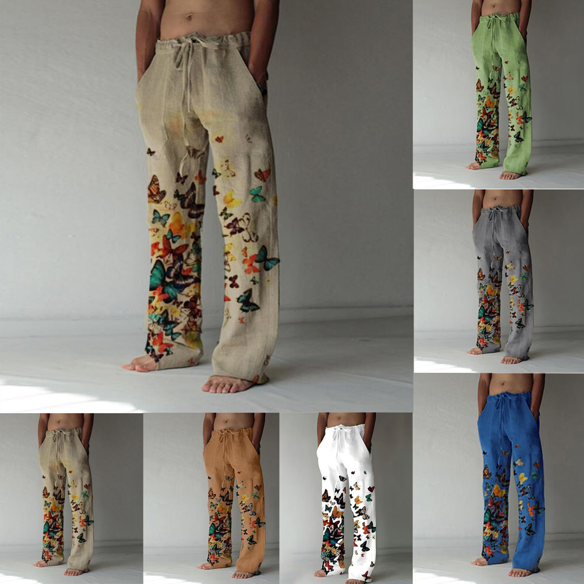 New SpringAutumn Mens Casual Pants With Butterfly Print