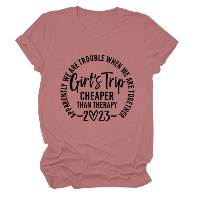 Letter Crew Neck Short Sleeve Loose Women's T shirt Rose Gold Black Font - Shop at LoveMi