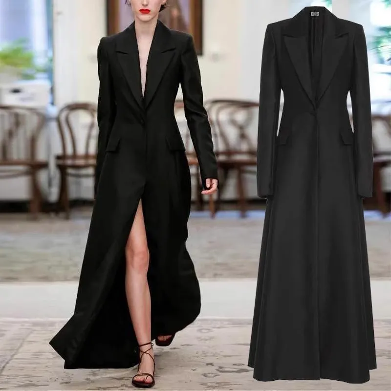 Women's Design Sense Niche Temperament Lightly Mature Adult Lady Like Woman King-size Coat - Black