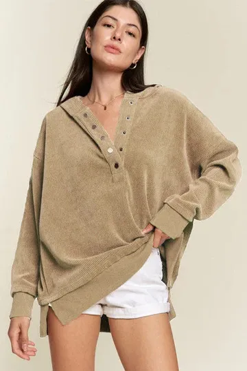 Pullover Leisure Hooded Corduroy Temperament Commute Sweater Camel - Shop at LoveMi