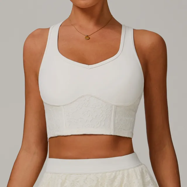 Lace Nude Feel Yoga Vest Mesh Breathable Beauty Back Exercise Underwear Nude - Shop at LoveMi