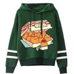 Autumn And Winter European And American Cat Digital Printing Hoodie - Green - View 1