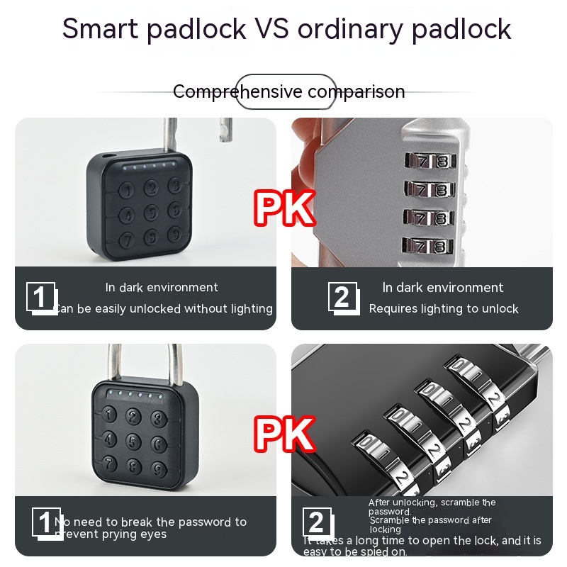 Fingerprint Lock Padlock Household Waterproof Password Cabinet Anti-theft Door Lock APP — foto 6