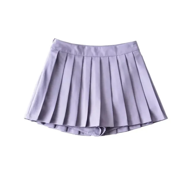 Girl's Pleated Skirt Women's Summer Short Skirt Korean Style High Waist Suit Draping Anti exposure A Line Skirt Lavender Purple - Shop at LoveMi
