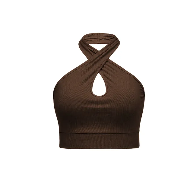 Women's Halter Backless Knitted Vest Top Gsbm019 Brown - Shop at LoveMi