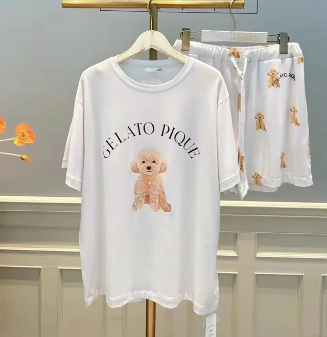 New Cute Dog Pajamas For Women Summer Suit Light Gray - Shop at LoveMi