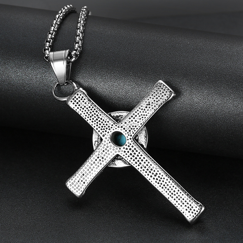 Vintage Turquoise Cross Pendant Necklace Ornament