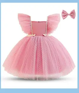 Flying Sleeves Dot Mesh Princess Dress Performance