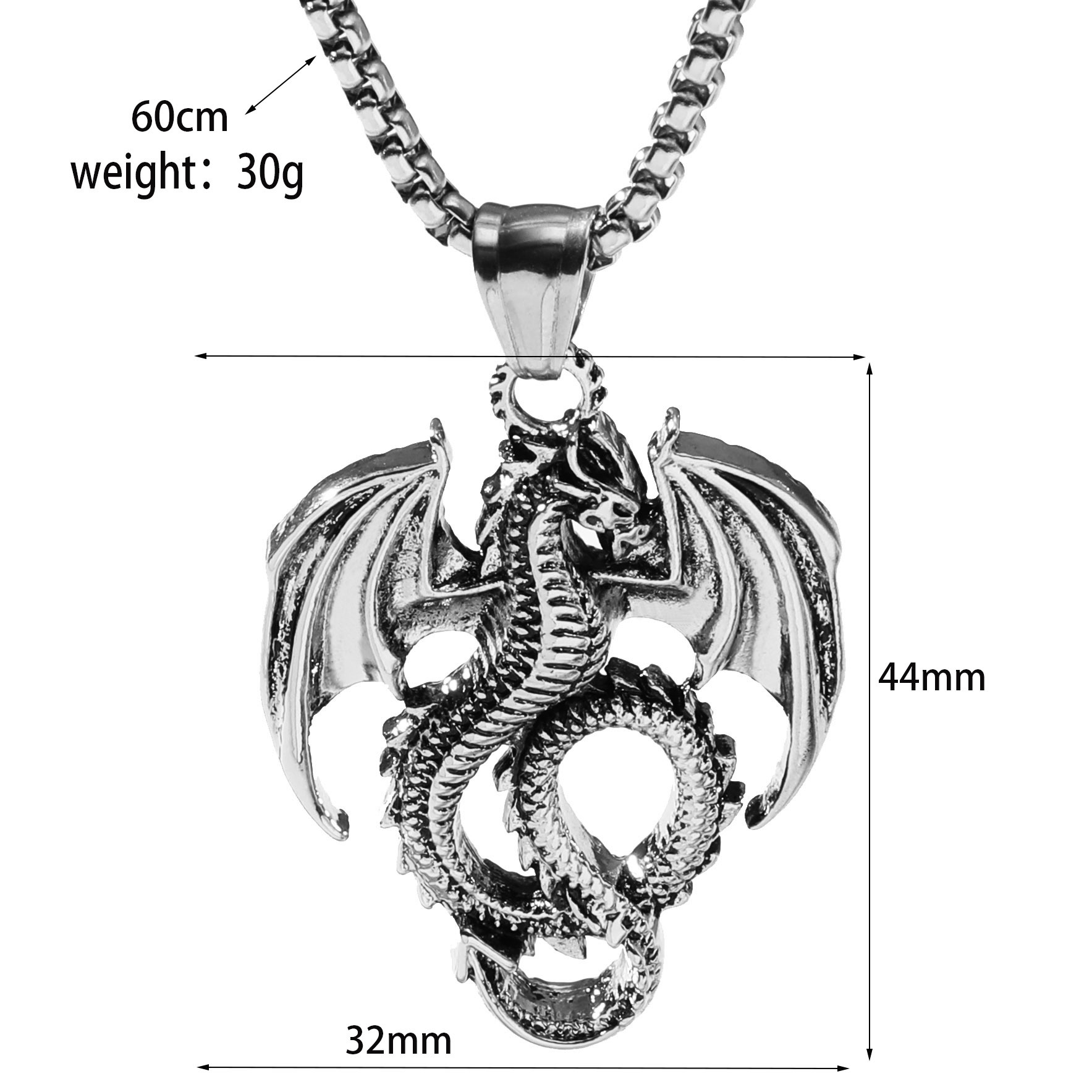 European And American Retro Dragon Pattern Men's Necklace Personality Punk