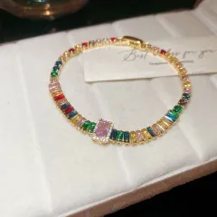 Dopamine Zircon Geometric Clasp Bracelet Delicate Bracelet - 2 Gold Colours - View 1