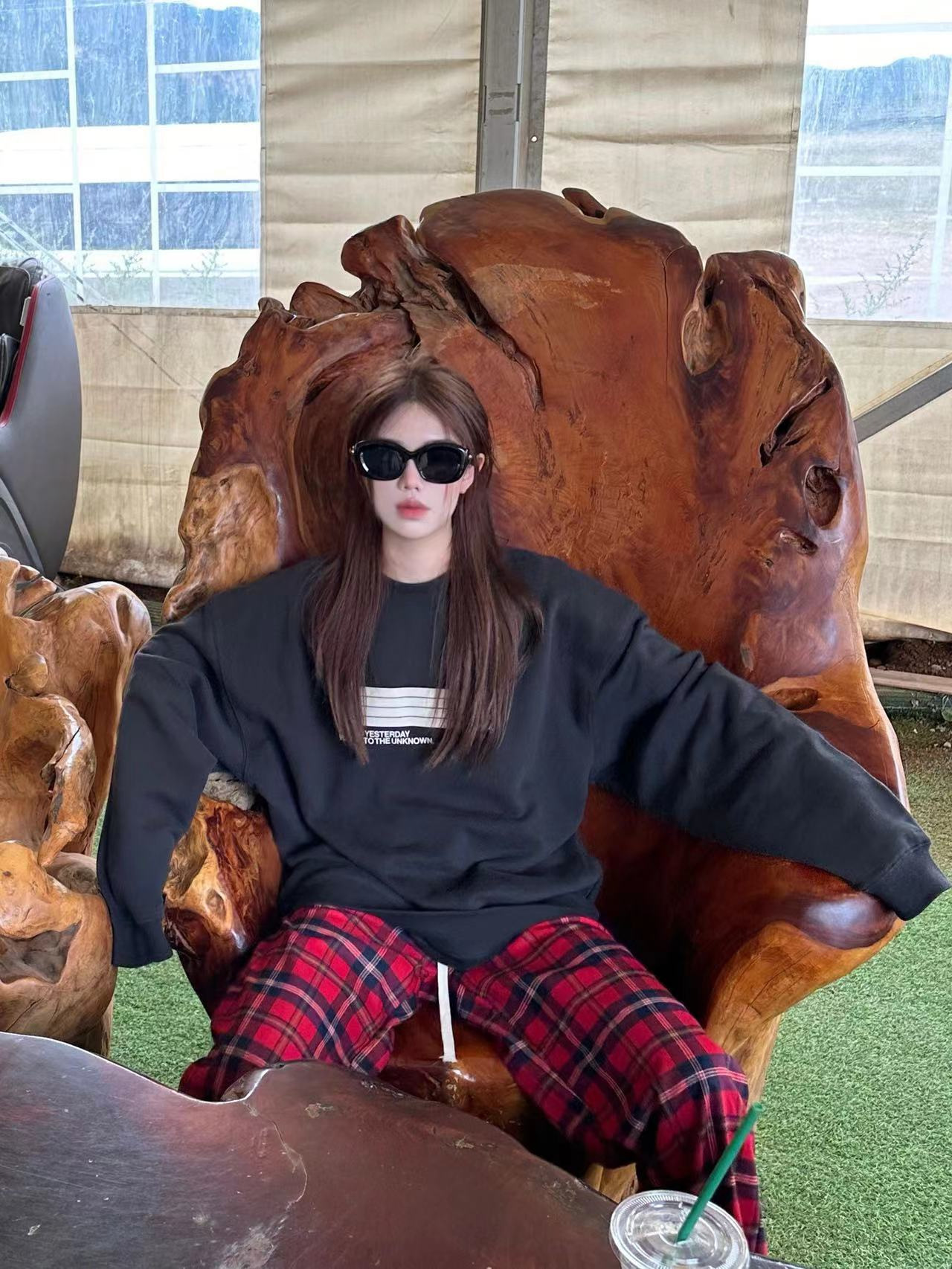 Fleece-lined Thick Loose Casual All-matching Youthful-looking Round Neck Top