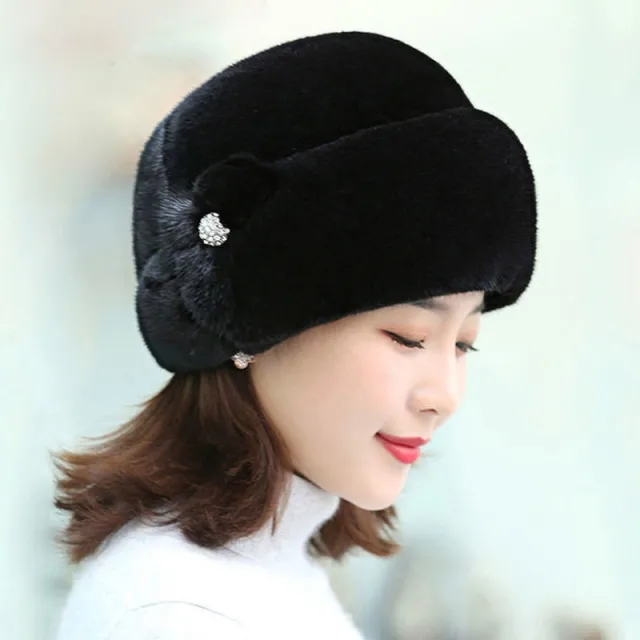Fur Hat Female Winter Artificial Mink Hair Top Hat Black - Shop at LoveMi
