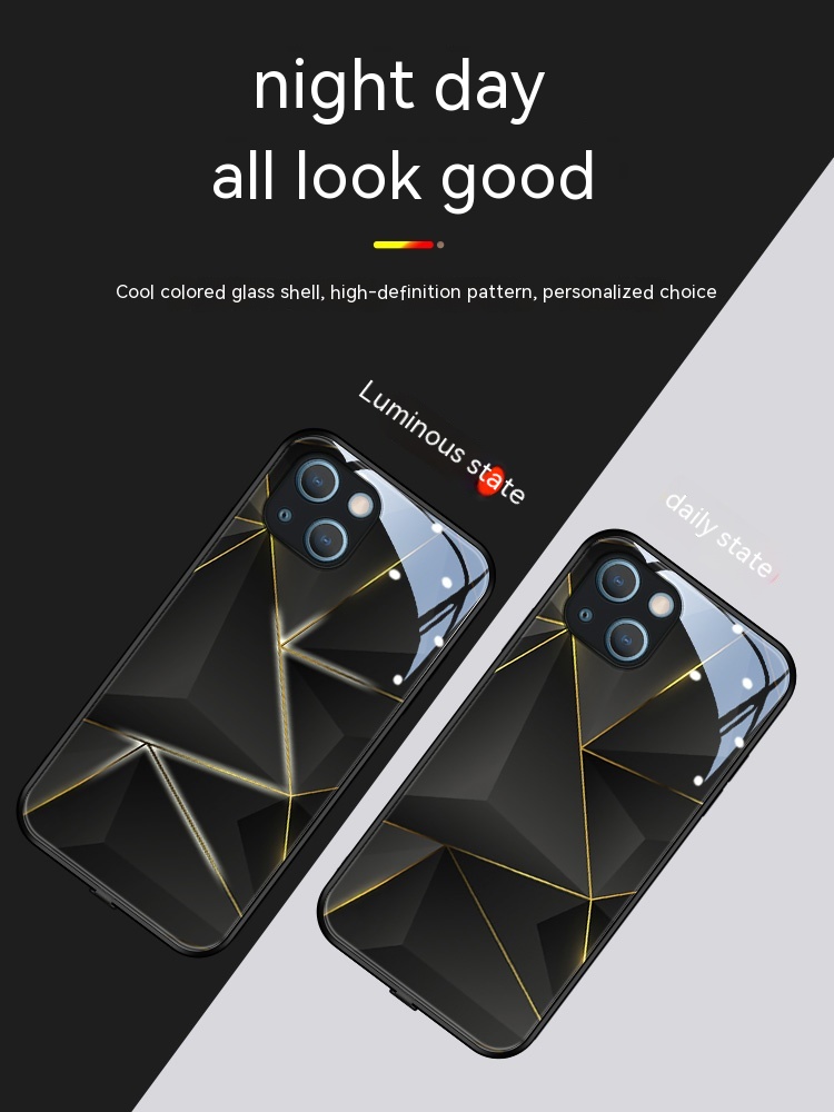 Geometric Prism Luminous Glass All-inclusive Phone Case - Image 11