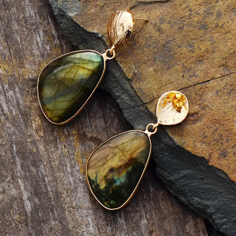 Labradorite Earrings Popular Natural Stone Ornament