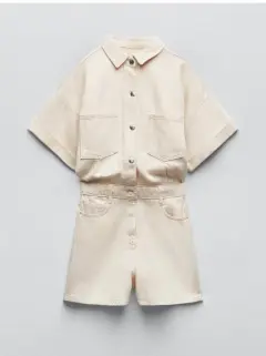 New Casual Fashion Multicolour Denim Jumpsuit - Beige - View 1