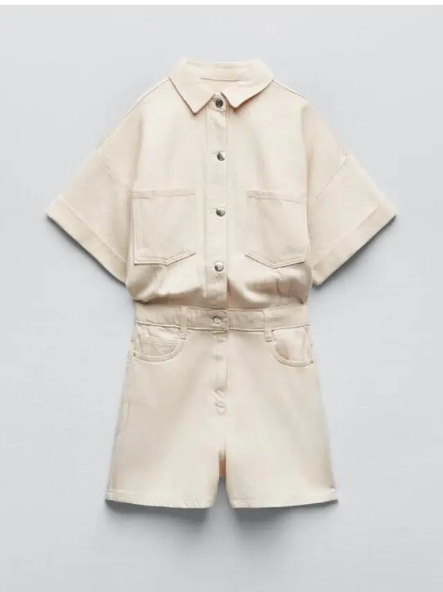 New Casual Fashion Multicolor Denim Jumpsuit Beige - Shop at LoveMi