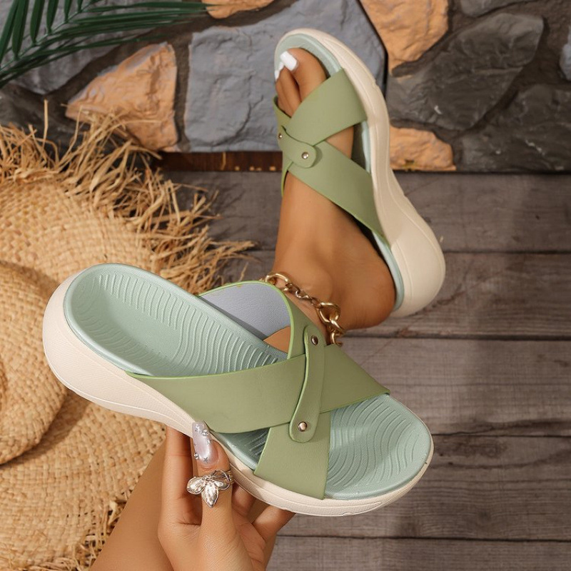 Womens Seaside Thick-soled Height-increasing Wedge Sandals
