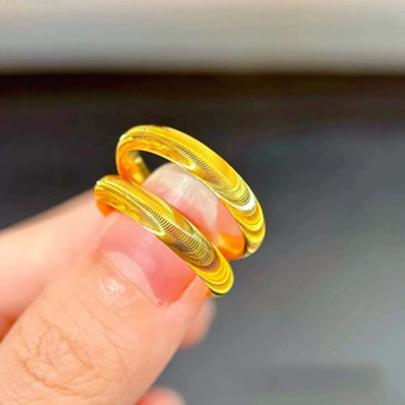 Alluvial Gold Cat's Eye Closed Ring For Women Simple Bracelet Corrugated