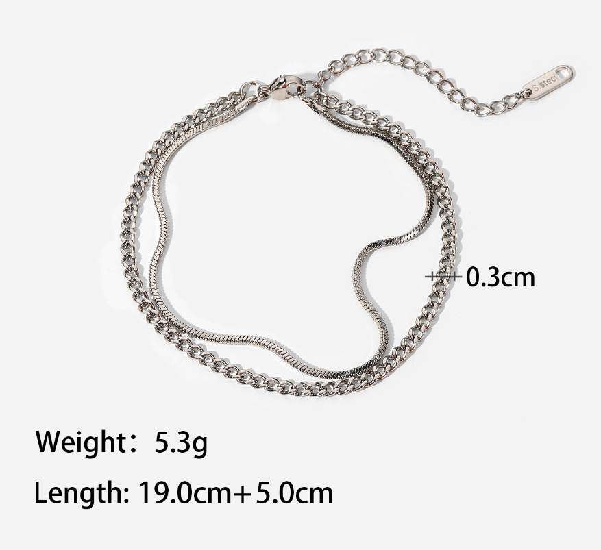 Unique Hipster Stainless Steel Men's Double-layer Bracelet
