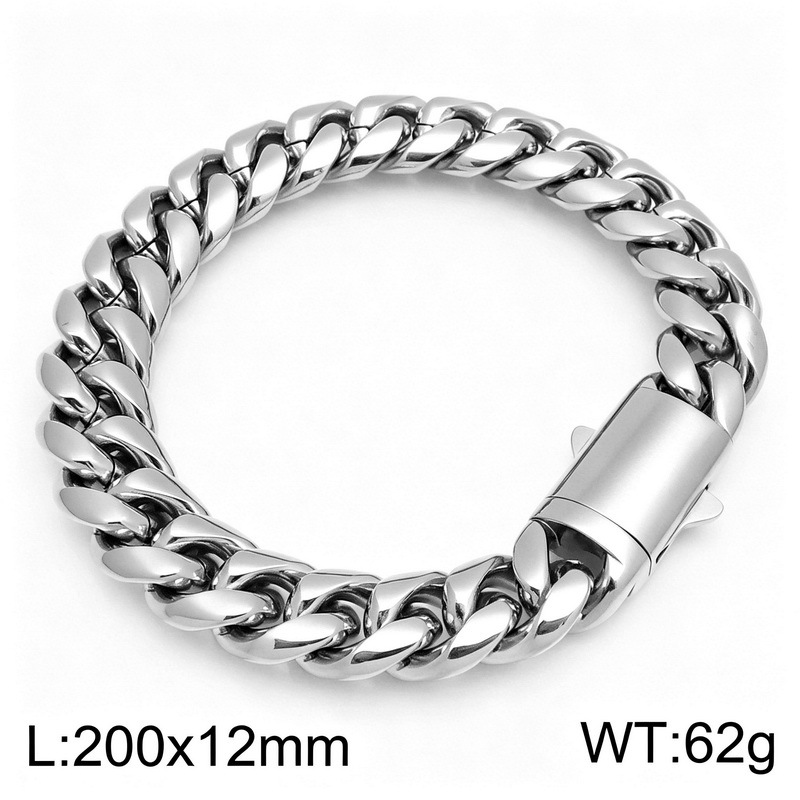 Fashionable And Minimalist Round-polished Cuban-link Bracelet For Men And Women