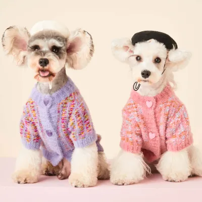 Autumn And Winter Female Dog Colorized Sweater Pet Cardigan