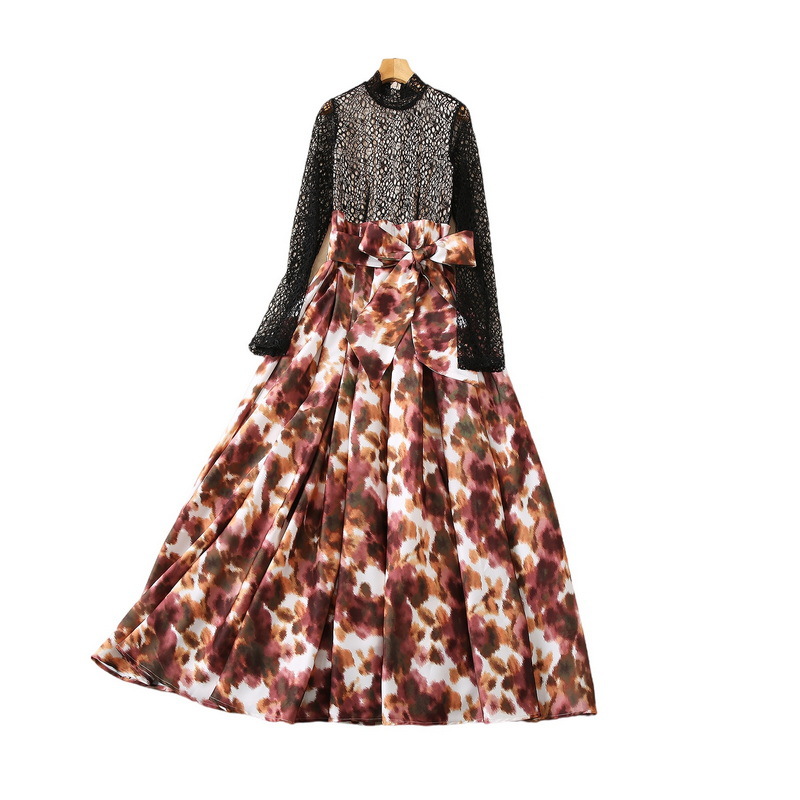Lace-Trim Leopard Print Maxi Dress, picture 3 of 5