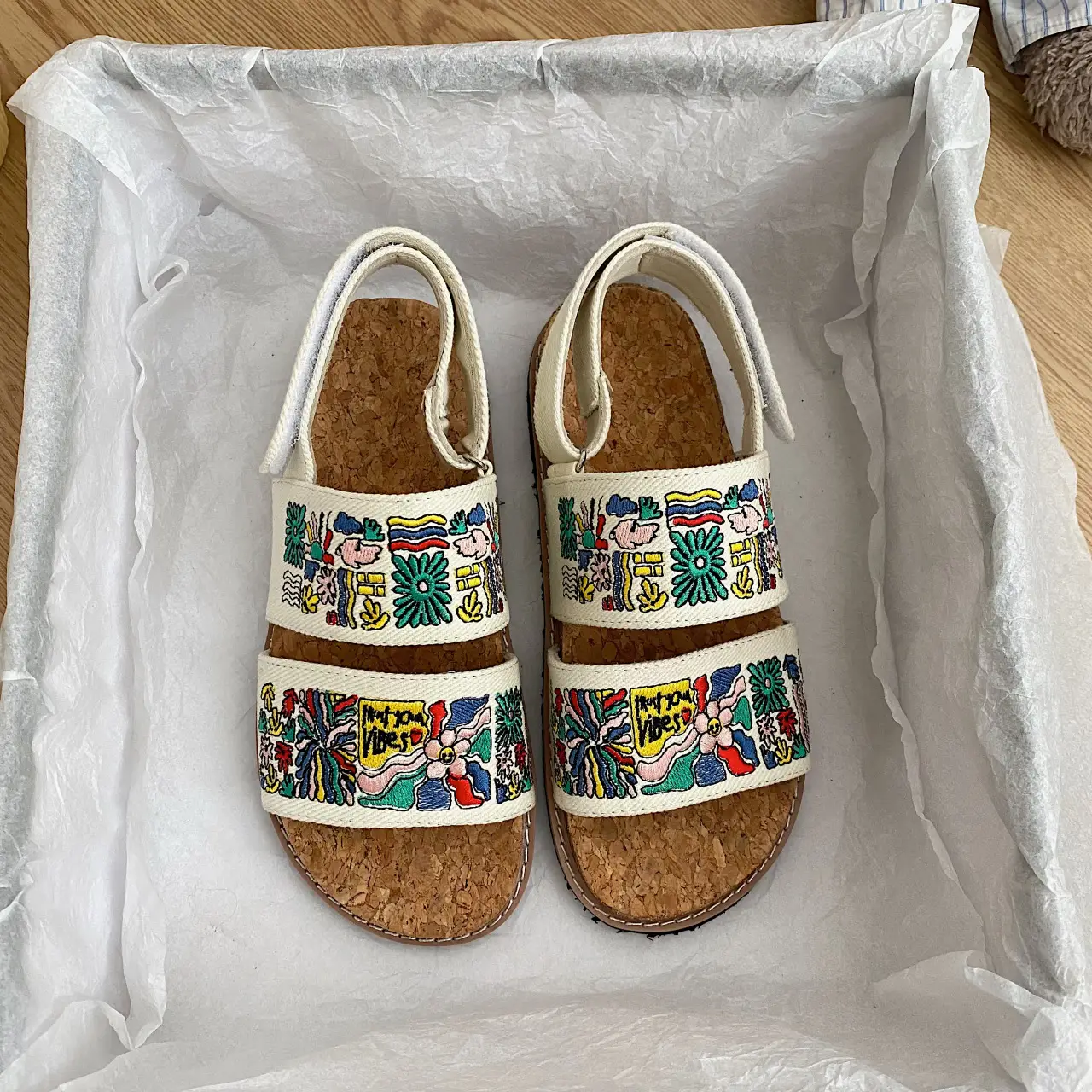 Women's Embroidered Sandals Cork Sole Special-interest Design