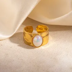 Titanium Steel Gold Multicolor Round Non-fading Adjustable Open Ring For Women - Tyr1254 - View 1
