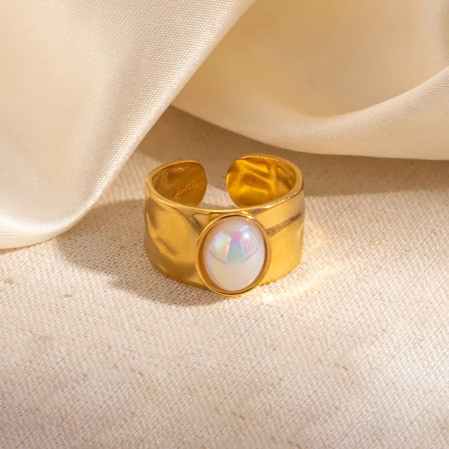 Titanium Steel Gold Multicolor Round Non fading Adjustable Open Ring For Women Tyr1254 - Shop at LoveMi