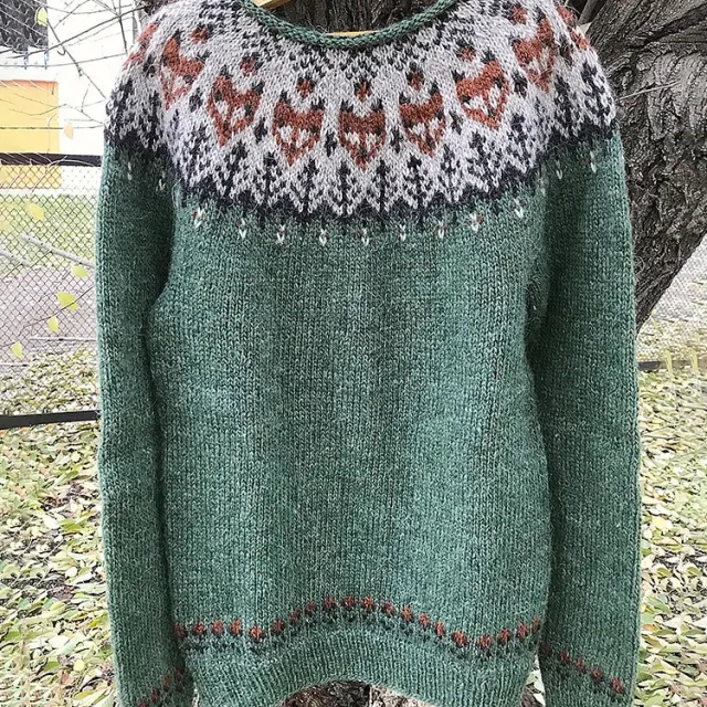Women's Round Neck Multicolor Loose Fashion Pullover Sweater Gray Green - Shop at LoveMi