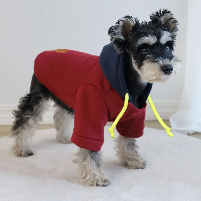 Pet Clothing Clothes Simple Hooded Pullover Contrast Color Dark Red - Shop at LoveMi