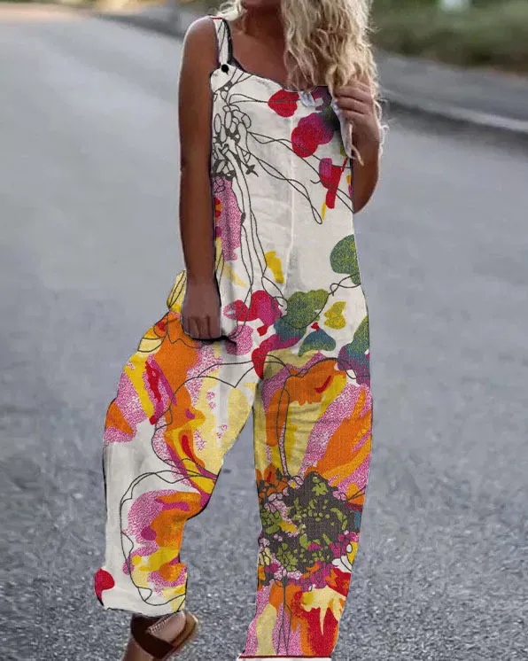 Printed Suspenders Casual Jumpsuit Beach Pants Bd004 - Shop at LoveMi