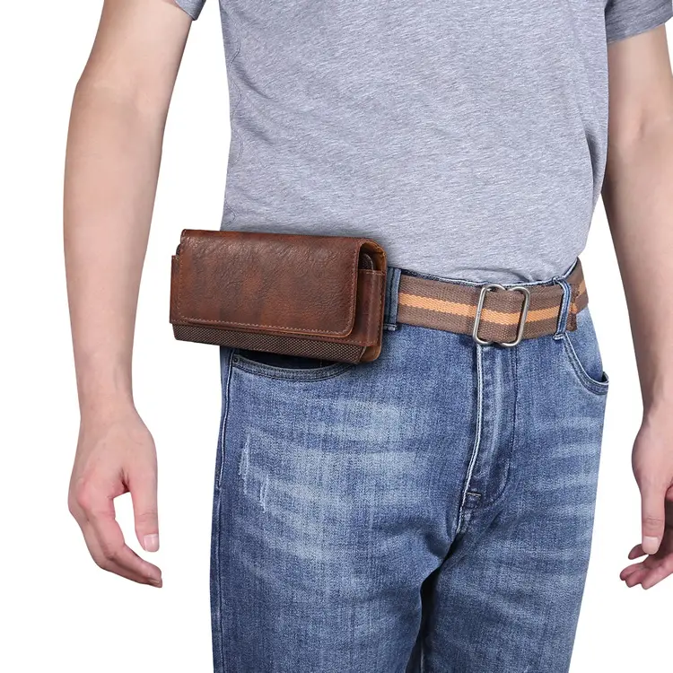 Buckle Waist Hanging Mobile Phone Bag Leather