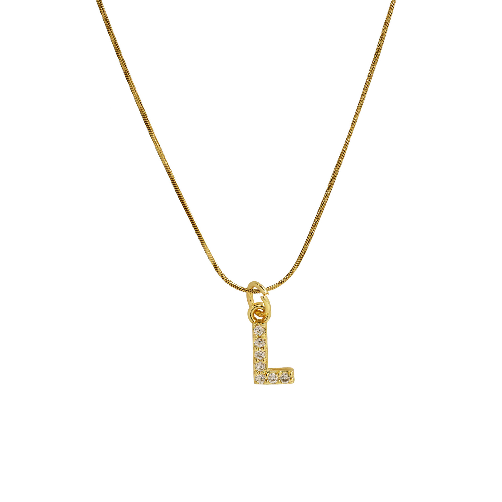 Small Letter Pendant Snake Chain Necklace