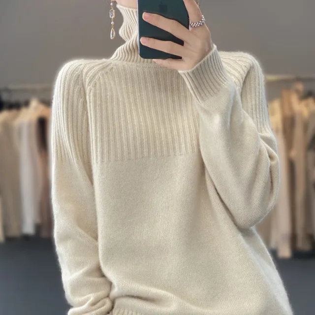 Pure Wool Sweater Pullover Niche Solid Color Primary Color Rice - Shop at LoveMi