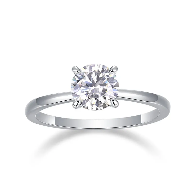 S925 Sterling Silver Moissanite Four-Prong - White Gold