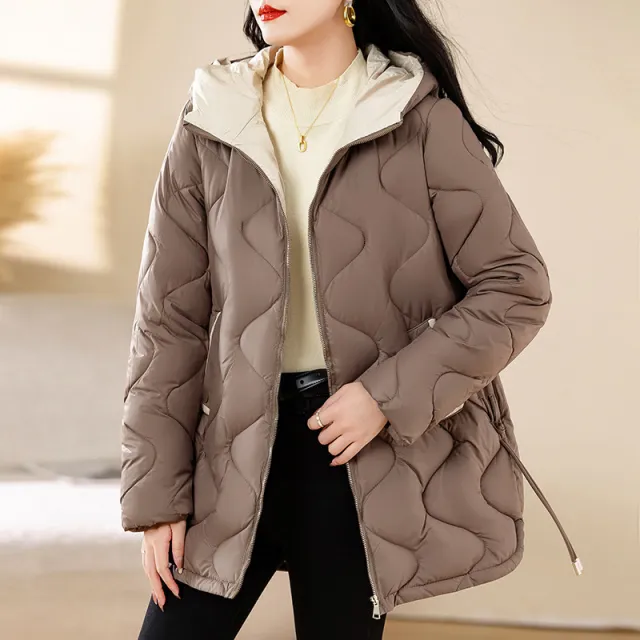 Winter Disposable Cotton padded Coat For Women Padded Down Jacket Korean Style Mid length Warm Jacket For Women Coffee - Shop at LoveMi