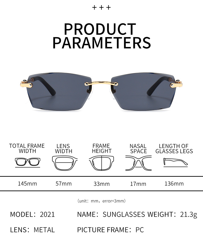 Title 7, Rahmenlose Sonnenbrille mit Persönlichkeit in G...