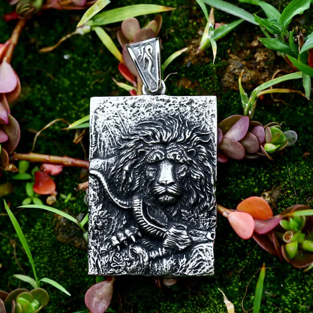 New Stainless Steel Casting Vintage Lion's Head Pendant Men's Necklace Single Pendant - Shop at LoveMi