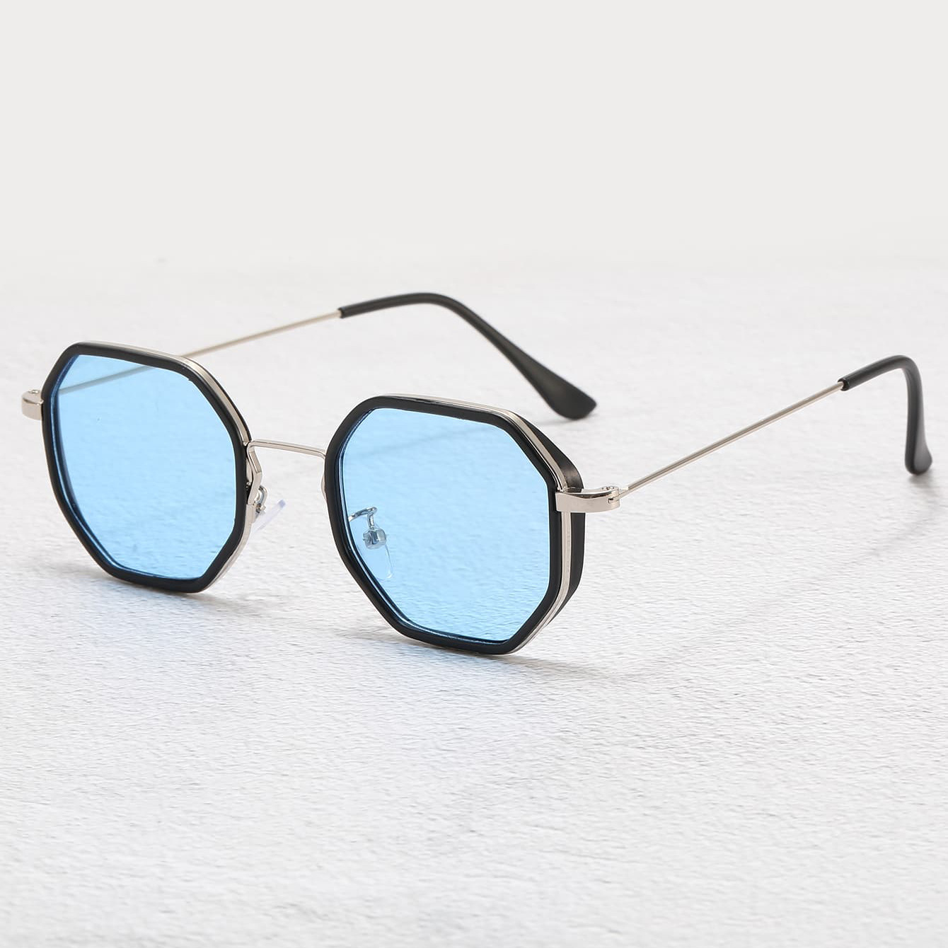 Men’s Personalized Polygon Pc Metal Racket Lightweight Small Frame Sunglasses