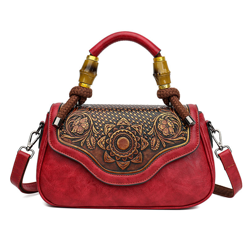 Handcrafted Leather-Embossed Retro Crossbody Bag