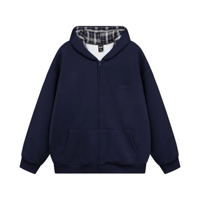 Loose Versatile Zipper Sweater Men's European And American Dark Blue - Shop at LoveMi