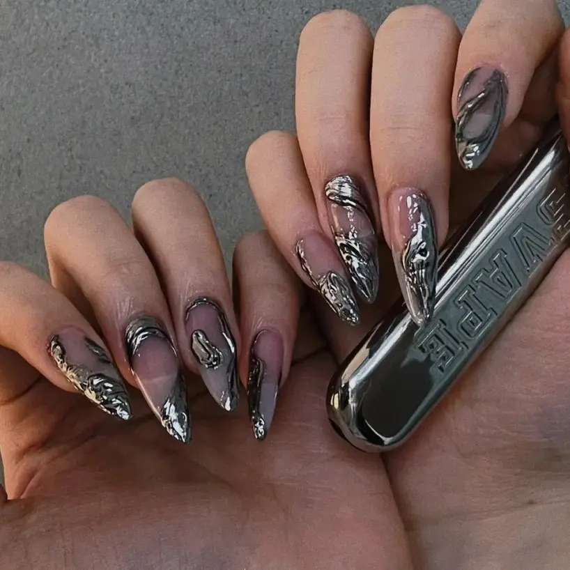 Dark Goth Wind Irregular Metal Wear Nail